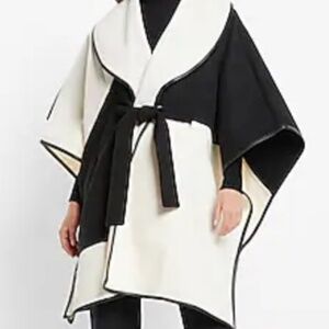 Express Black and White Cape Coat